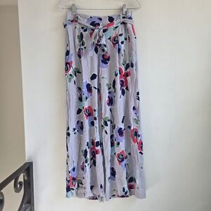 Anthropologie Size 2 Elevenses Floral Wide Leg‎ Pants with Tie Belt Lightweight